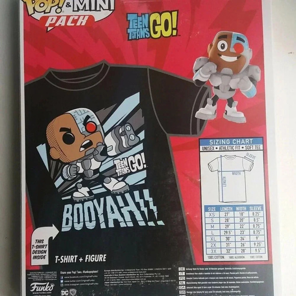 NEW FUNKO POP TEEN TITANS CYBORG Tee & Vinyl Figur - Picture 3 of 4